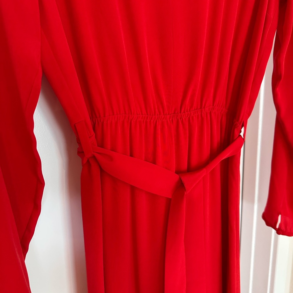 Sézane Elegant Red Long Sleeve Silk Victoire Dress (Size FR 36 | US 4) - Picture 14 of 15